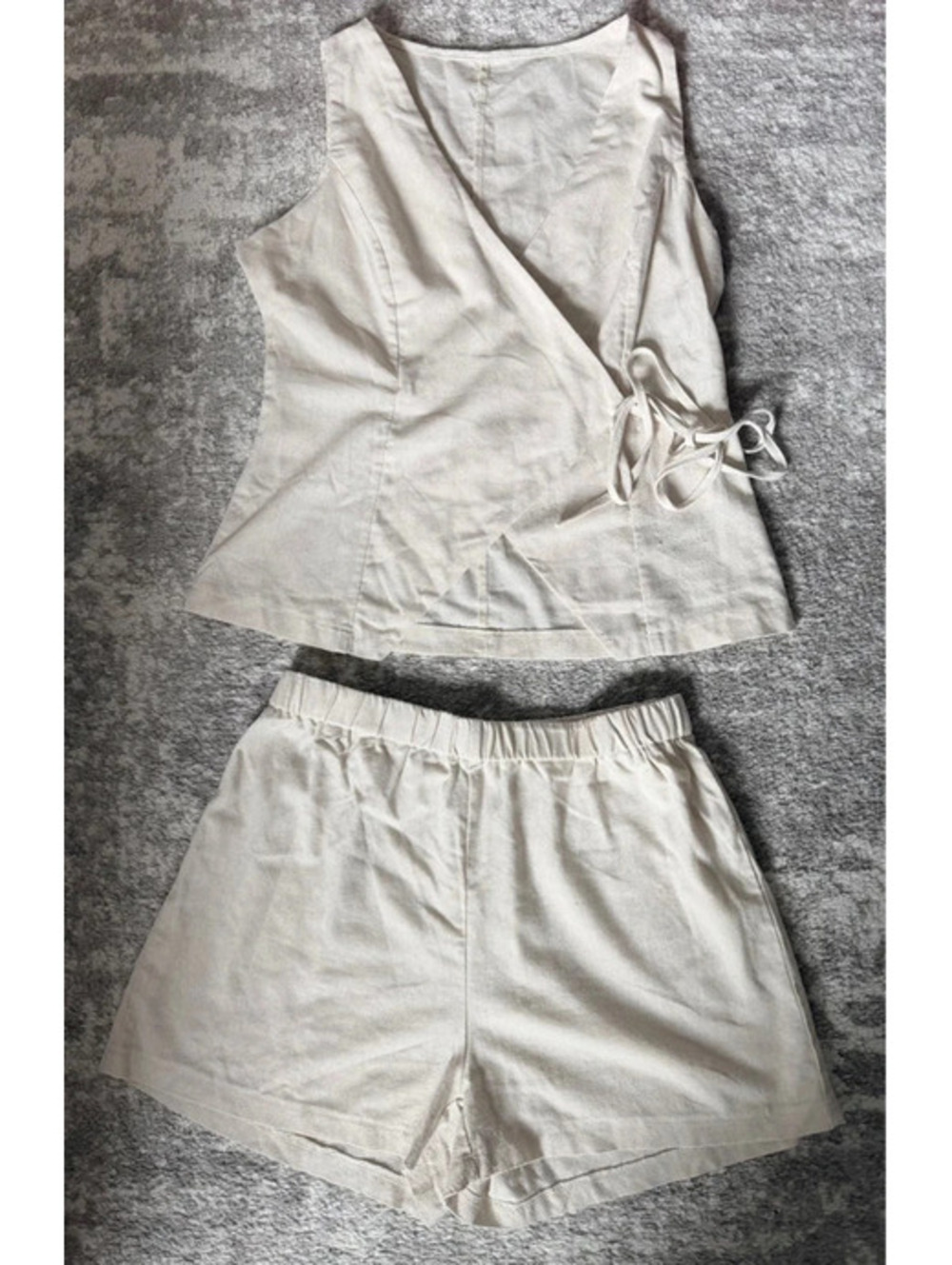 SHEIN two piece beige linen set size L